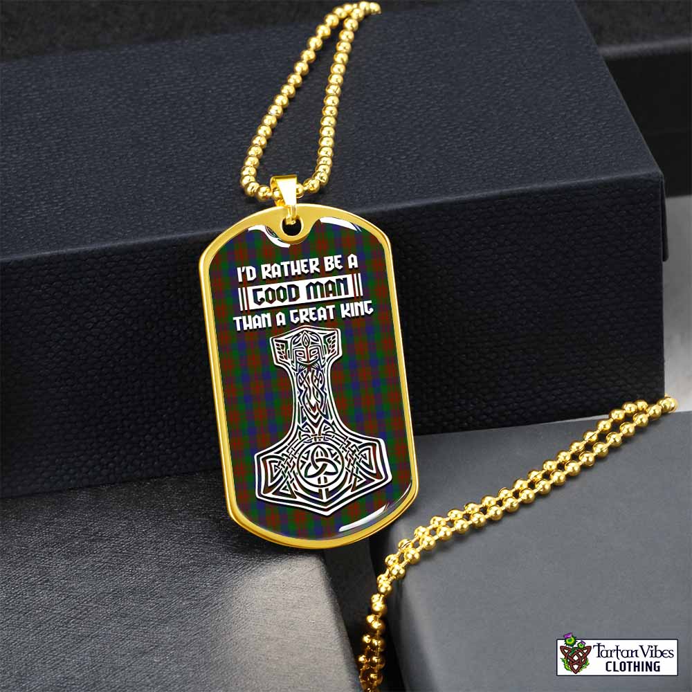 Dorward Tartan Dog Tag Necklace Viking Mjolnir Style Gold No - Tartan Vibes Clothing