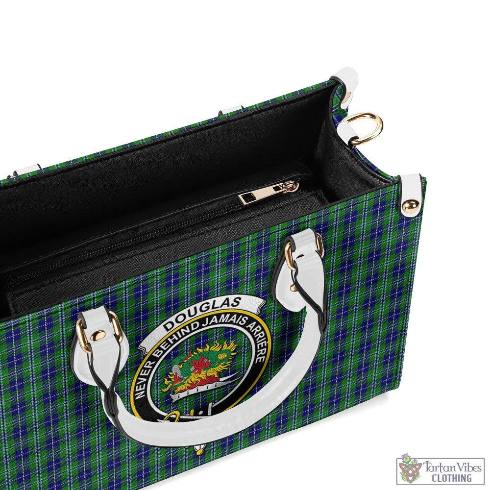 Tartan Vibes Clothing Douglas Tartan Luxury Leather Handbags with Family Crest