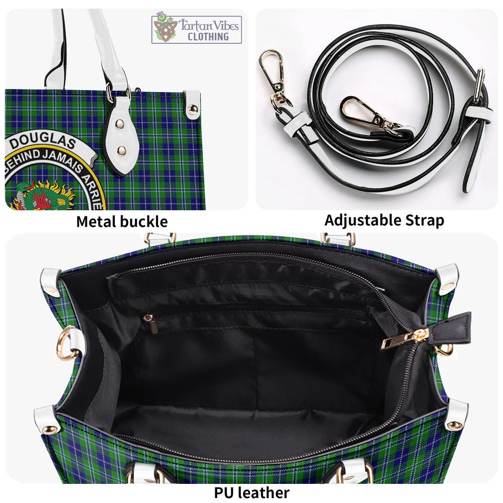 Tartan Vibes Clothing Douglas Tartan Luxury Leather Handbags with Family Crest