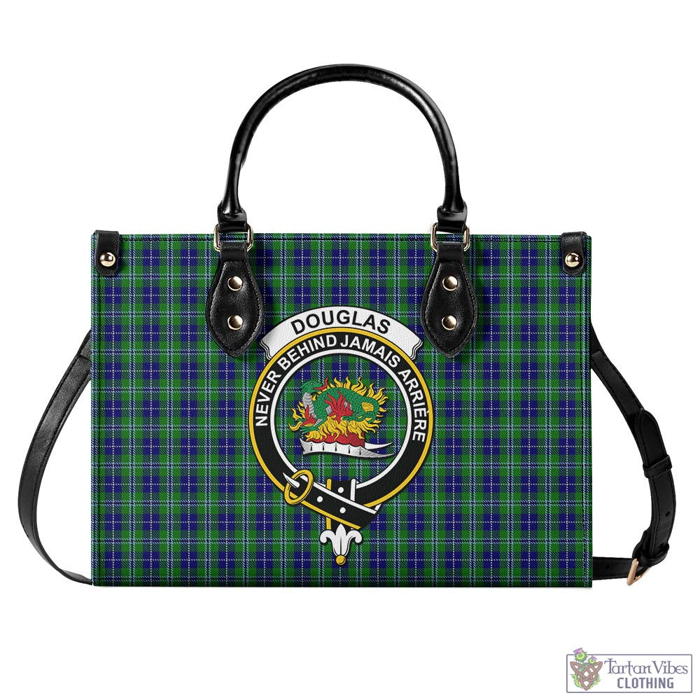 Tartan Vibes Clothing Douglas Tartan Luxury Leather Handbags with Family Crest