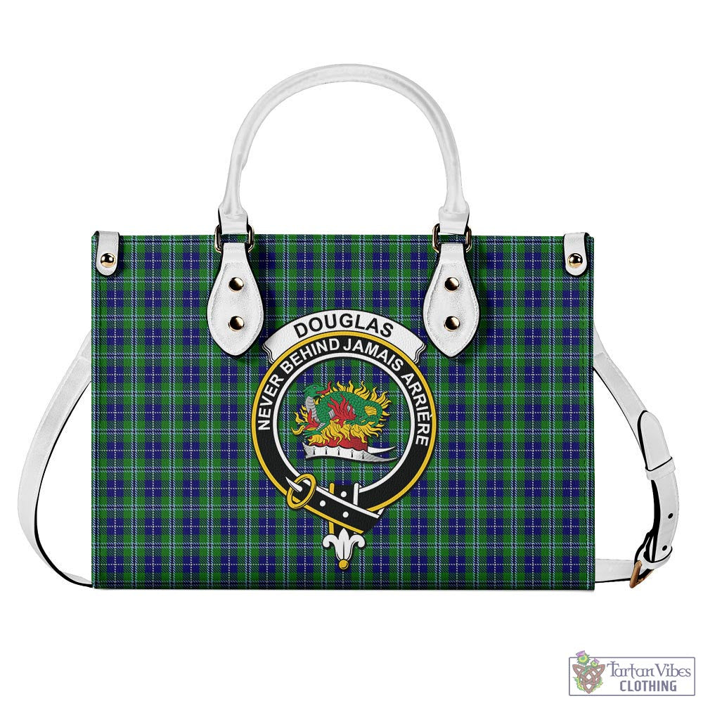 Tartan Vibes Clothing Douglas Tartan Luxury Leather Handbags with Family Crest