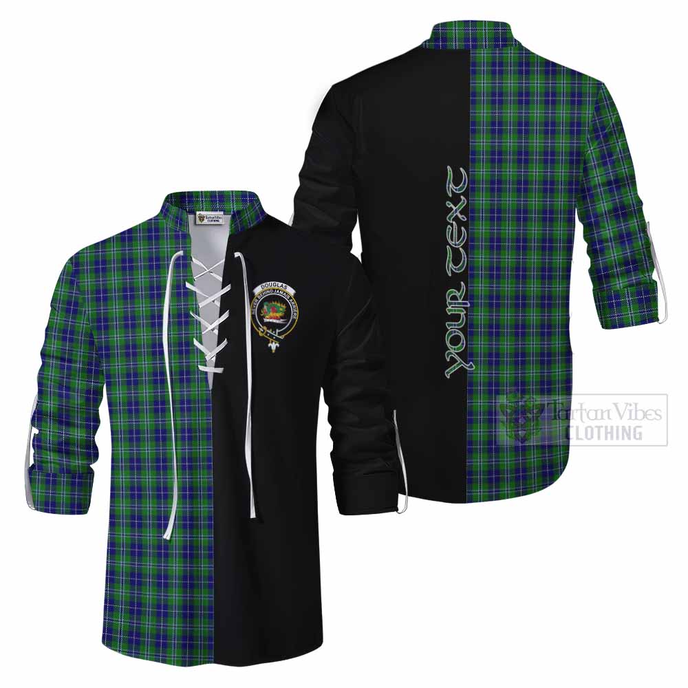 Tartan Vibes Clothing Douglas Tartan Ghillie Kilt Shirt with Family Crest and Half Of Me Style