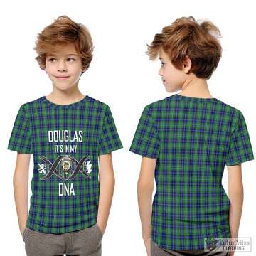 Douglas Tartan Kid T-Shirt with Family Crest DNA In Me Style