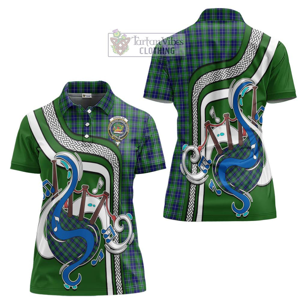 Douglas Tartan Women's Polo Shirt with Epic Bagpipe Style Women - Tartanvibesclothing Shop