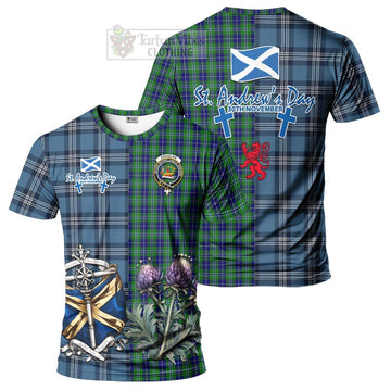 Douglas Tartan T-Shirt Happy St. Andrew's Day Half Tartan Style