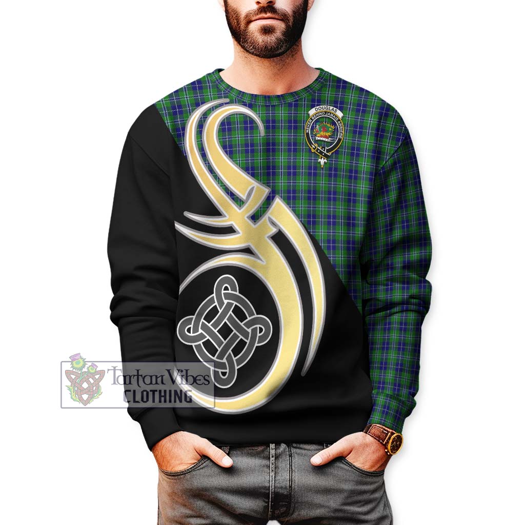 Douglas Tartan Sweatshirt with Family Crest and Celtic Symbol Style Unisex - Tartan Vibes Clothing