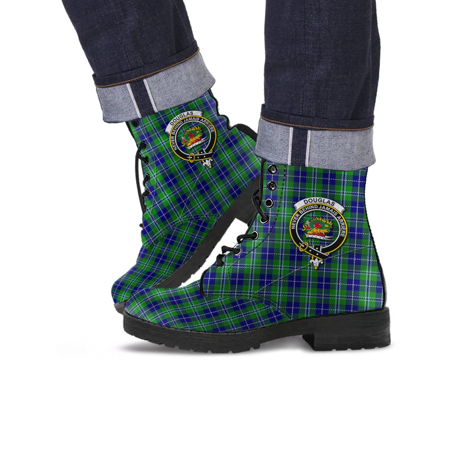 douglas-tartan-leather-boots-with-family-crest