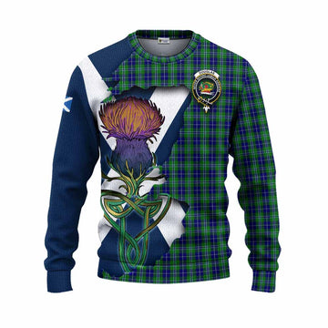Douglas Tartan Family Crest Knitted Sweater Scottish Thistle Celtic Inspired Unisex - Tartan Vibes Clothing