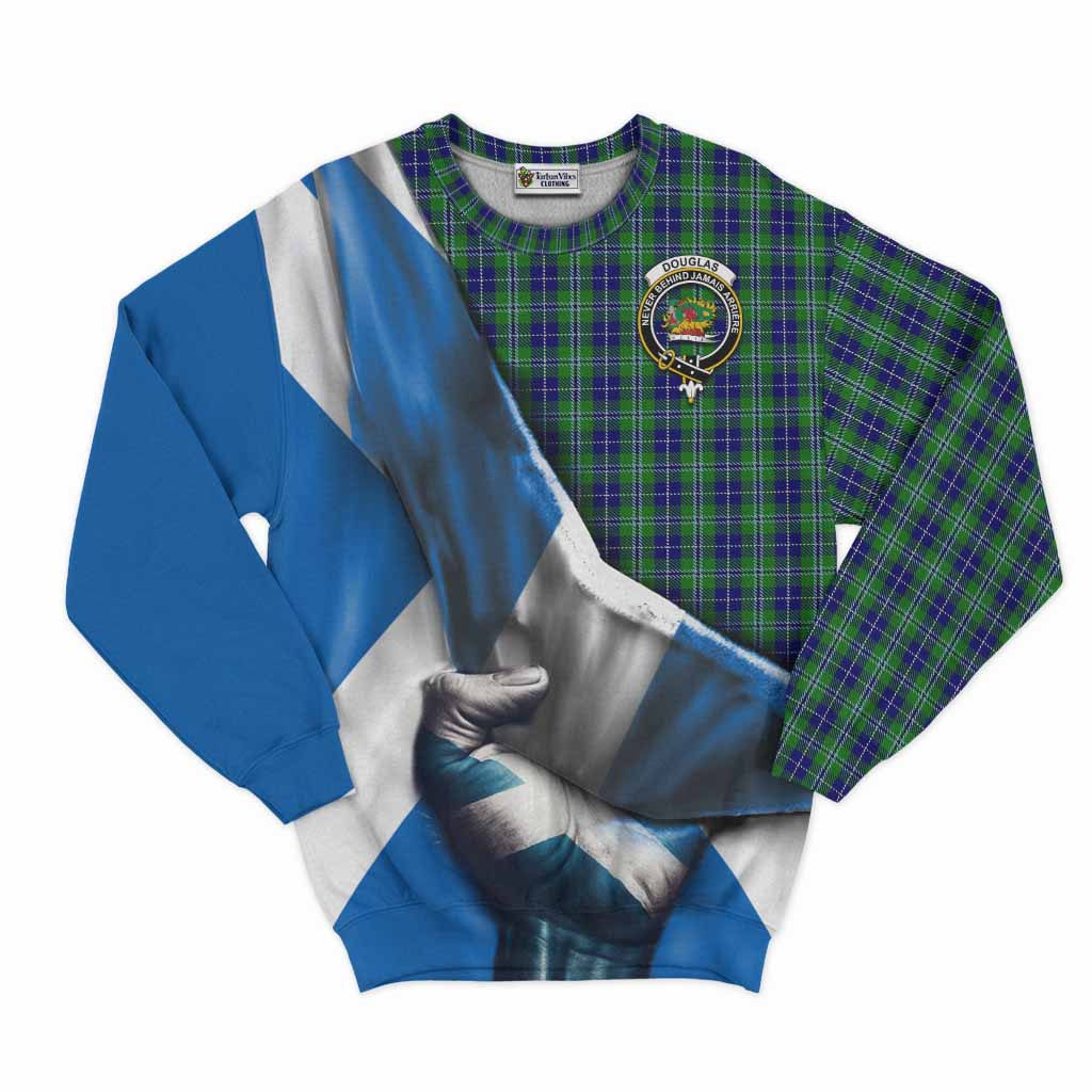 Tartan Vibes Clothing Douglas Tartan Sweatshirt with Family Crest Scotland Patriotic Style