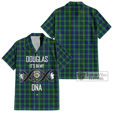 Douglas Tartan Short Sleeve Button Shirt with Family Crest DNA In Me Style