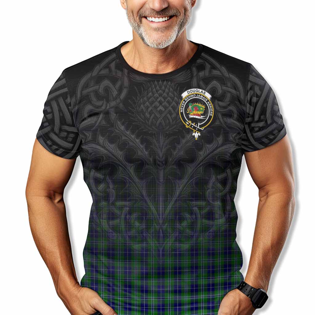 Tartan Vibes Clothing Douglas Tartan T-Shirt with Family Crest Celtic Thistle Vibes