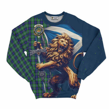 Douglas Tartan Family Crest Sweatshirt with Scottish Majestic Lion