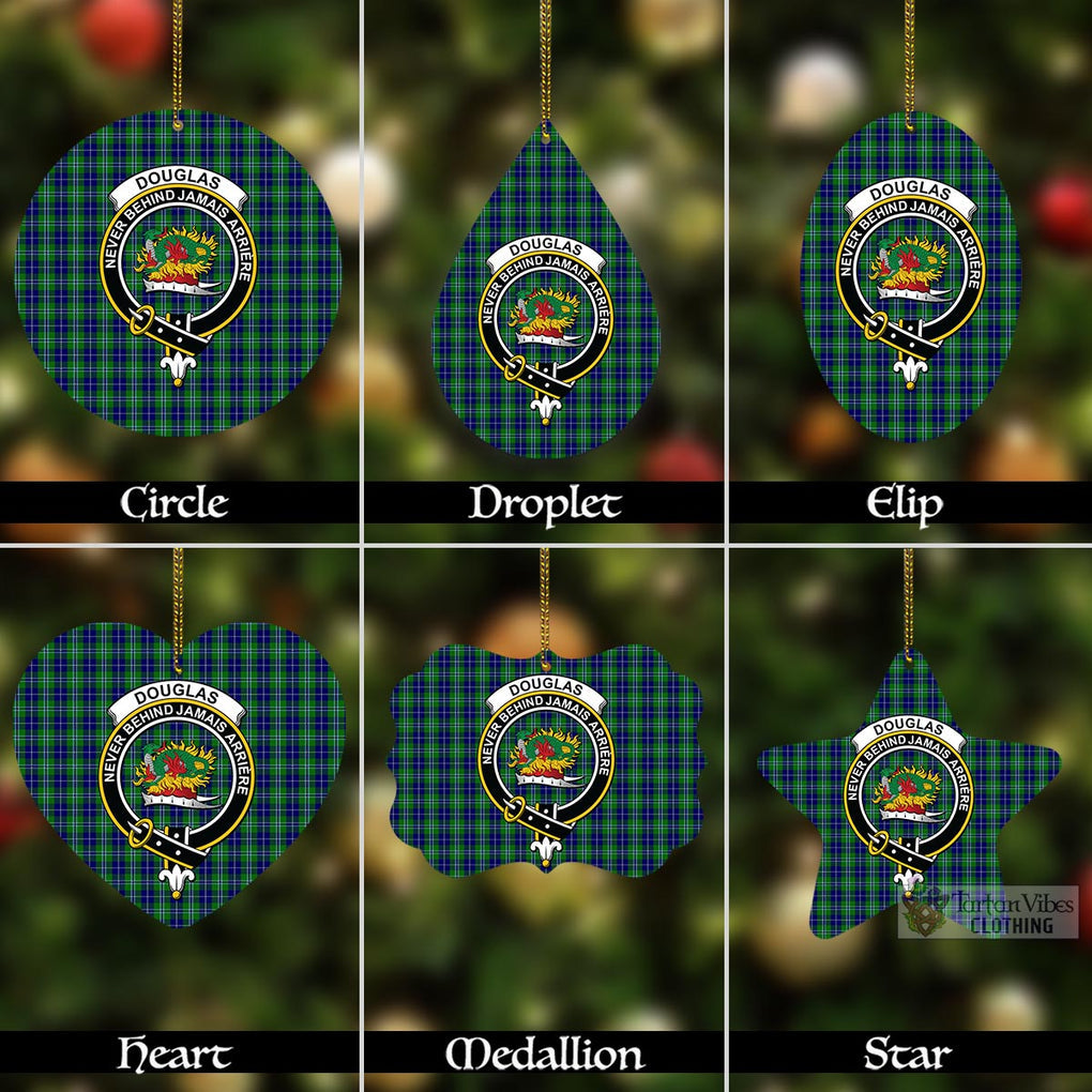 Tartan Vibes Clothing Douglas Tartan Christmas Aluminium Ornament with Family Crest