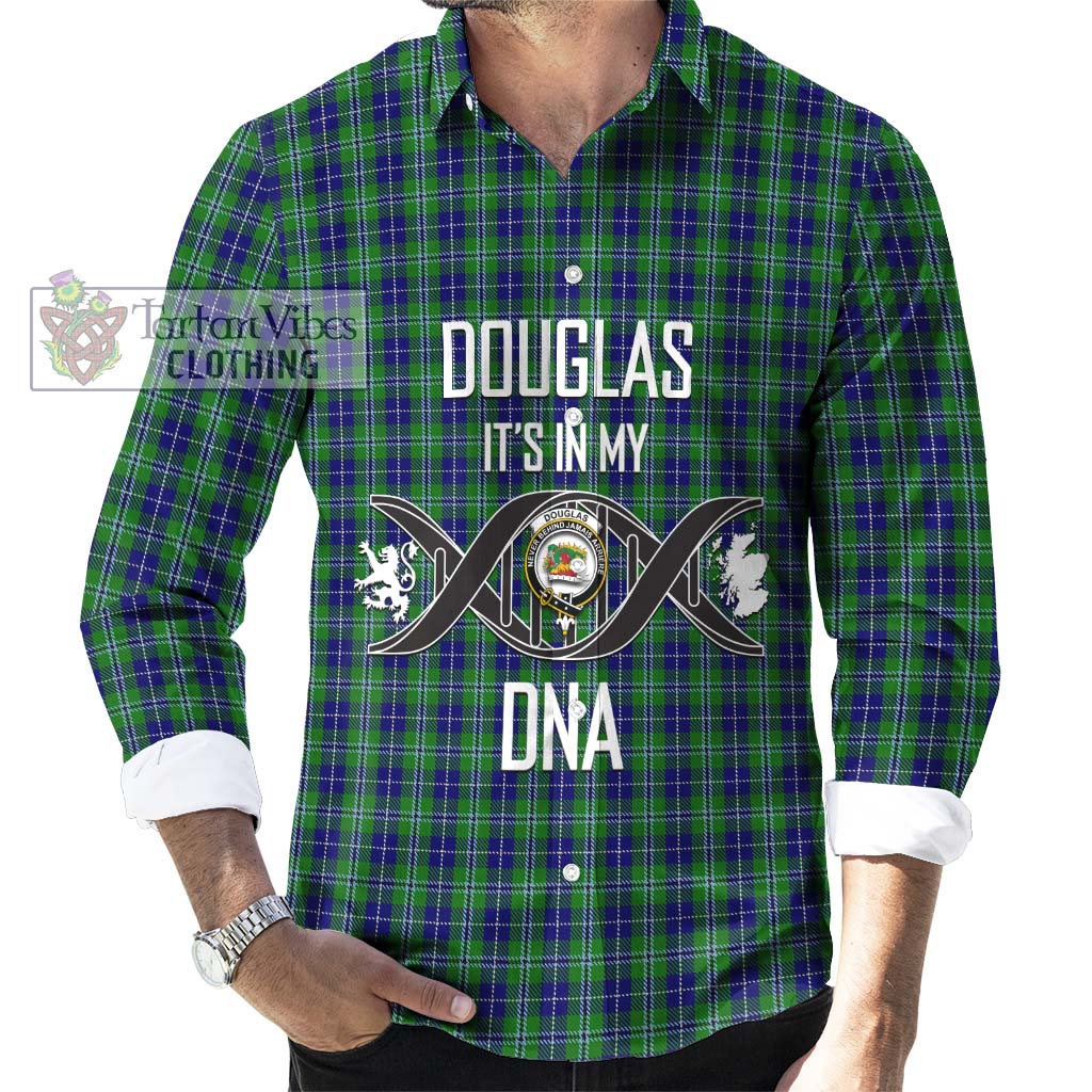 Douglas Tartan Long Sleeve Button Shirt with Family Crest DNA In Me Style Men's Shirt S - Tartanvibesclothing Shop