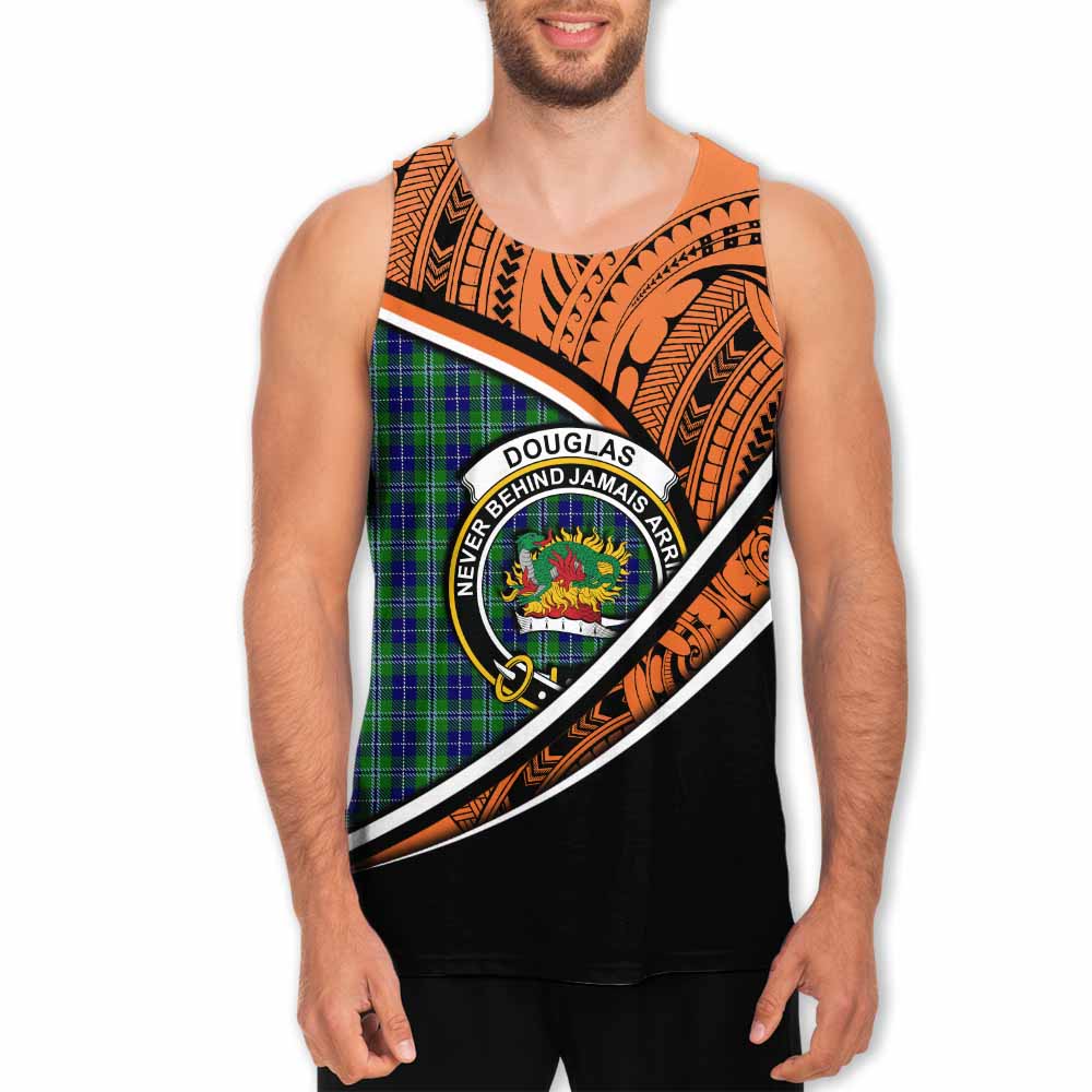 Tartan Vibes Clothing Douglas Crest Tartan Men's Tank Top with Maori Tattoo Style - Orange Version