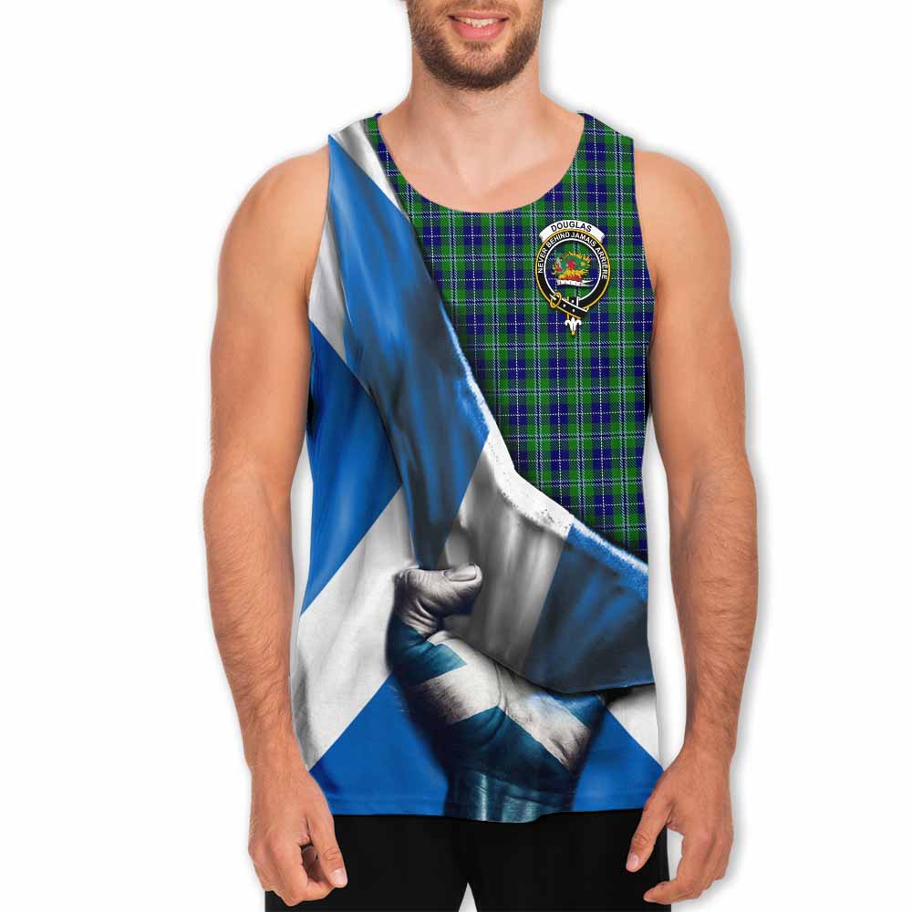 Tartan Vibes Clothing Douglas Tartan Men's Tank Top with Family Crest Scotland Patriotic Style