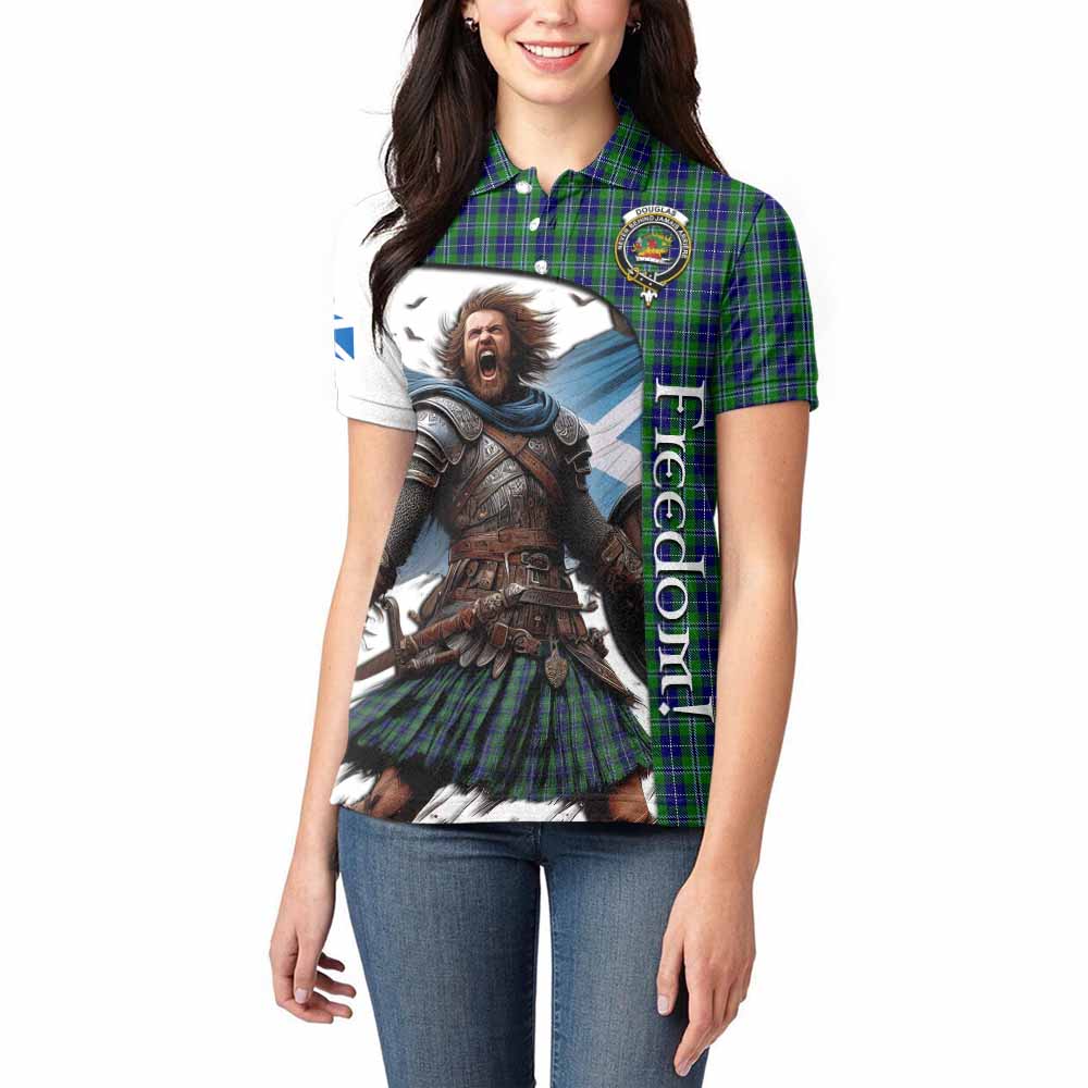 Tartan Vibes Clothing Douglas Crest Tartan Women's Polo Shirt Inspired by the Freedom of Scottish Warrior