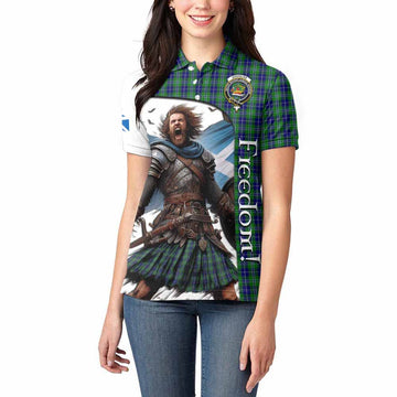 Douglas Crest Tartan Women's Polo Shirt Inspired by the Freedom of Scottish Warrior