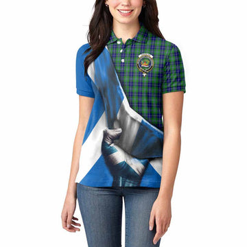 Douglas Tartan Women's Polo Shirt with Family Crest Scotland Patriotic Style