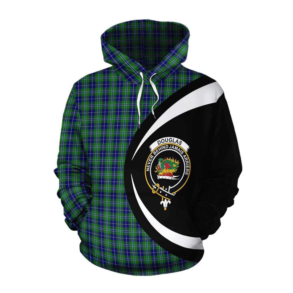 Tartan Vibes Clothing Douglas Tartan Cotton Hoodie with Family Crest Circle Style