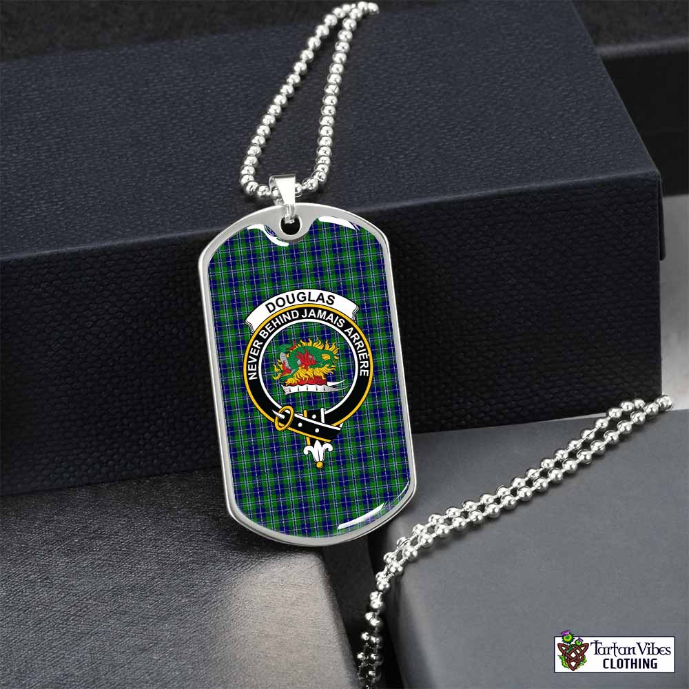 Tartan Vibes Clothing Douglas Tartan Dog Tag Necklace with Family Crest