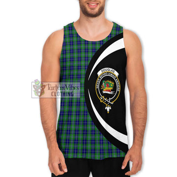 Douglas Tartan Men's Tank Top with Family Crest Circle Style