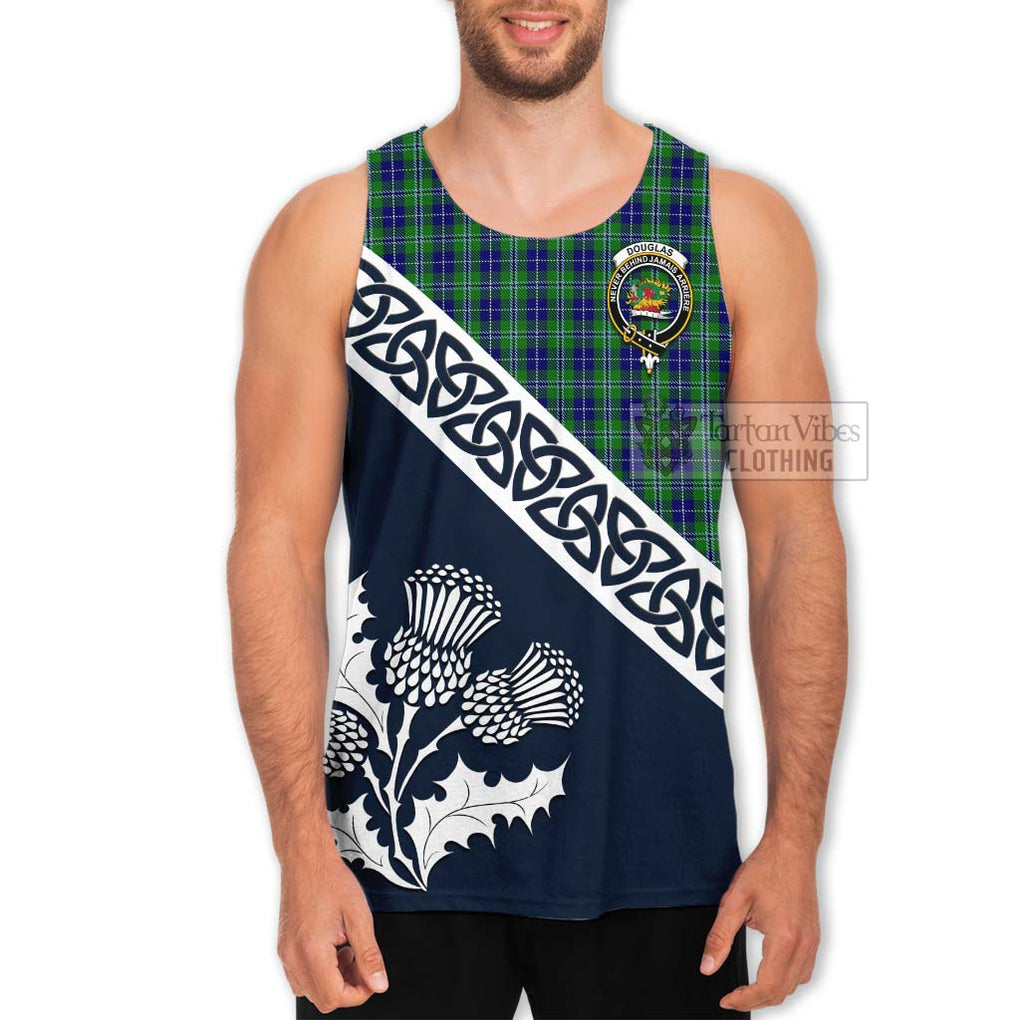 Tartan Vibes Clothing Douglas Tartan Men's Tank Top Featuring Thistle and Scotland Map