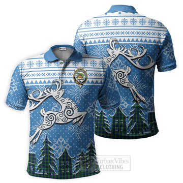 Douglas Clan Christmas Polo Shirt Celtic Reindeer Style