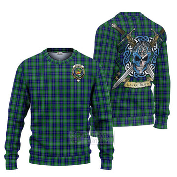 Douglas Tartan Ugly Sweater with Family Crest Celtic Skull Style