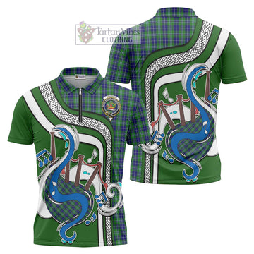 Douglas Tartan Zipper Polo Shirt with Epic Bagpipe Style