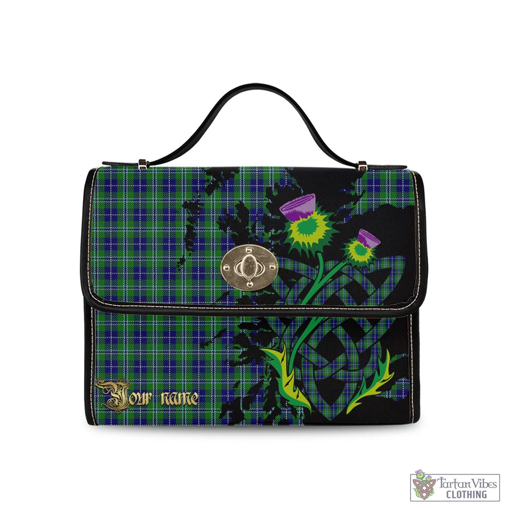 Tartan Vibes Clothing Douglas Tartan Waterproof Canvas Bag with Scotland Map and Thistle Celtic Accents