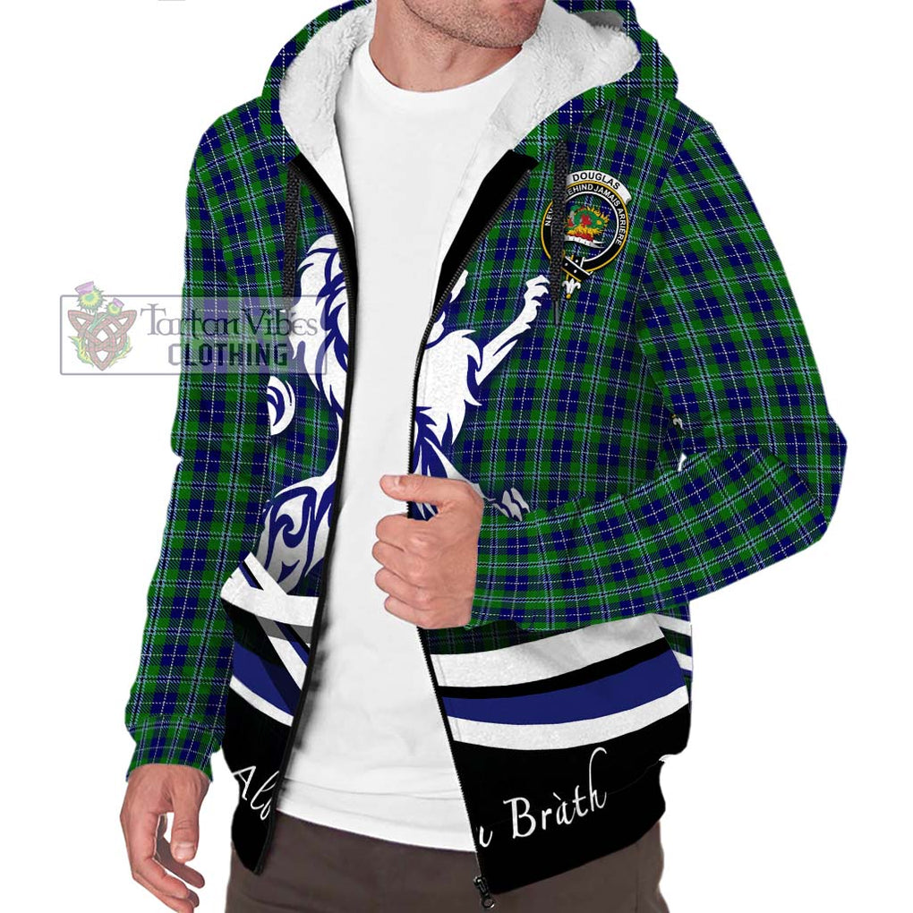 Douglas Tartan Sherpa Hoodie with Alba Gu Brath Regal Lion Emblem Unisex S - Tartanvibesclothing Shop