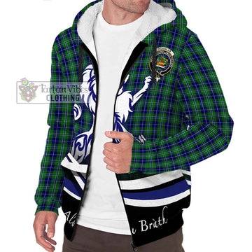 Douglas Tartan Sherpa Hoodie with Alba Gu Brath Regal Lion Emblem