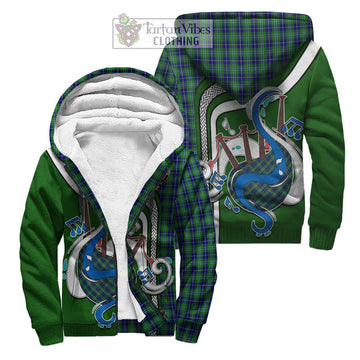 Douglas Tartan Sherpa Hoodie with Epic Bagpipe Style