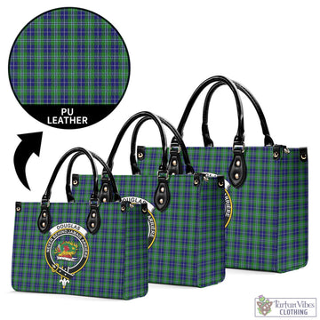 Douglas Tartan Luxury Leather Handbags with Family Crest