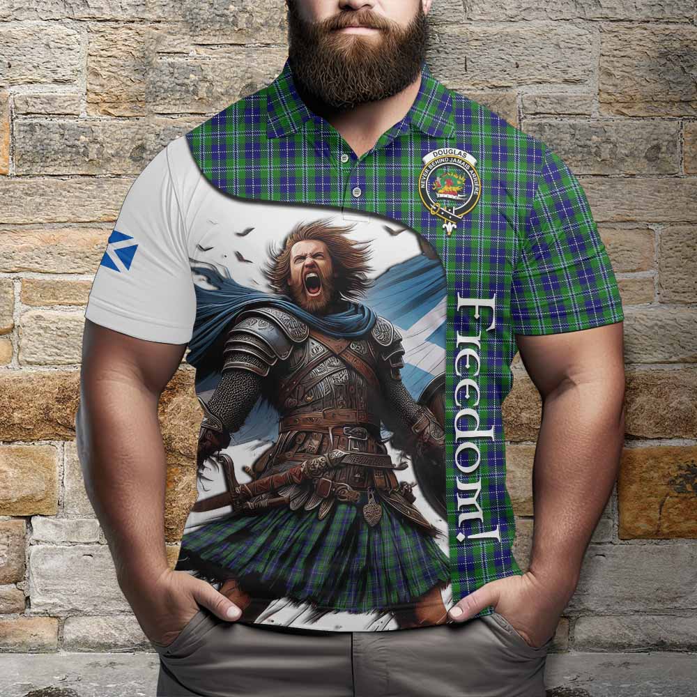 Tartan Vibes Clothing Douglas Crest Tartan Polo Shirt Inspired by the Freedom of Scottish Warrior