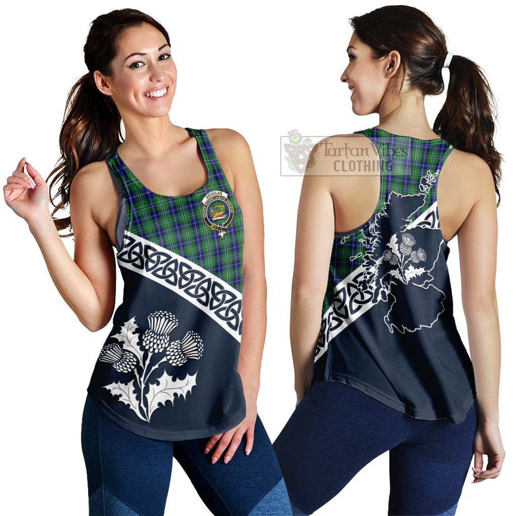 Tartan Vibes Clothing Douglas Tartan Women's Racerback Tanks Featuring Thistle and Scotland Map