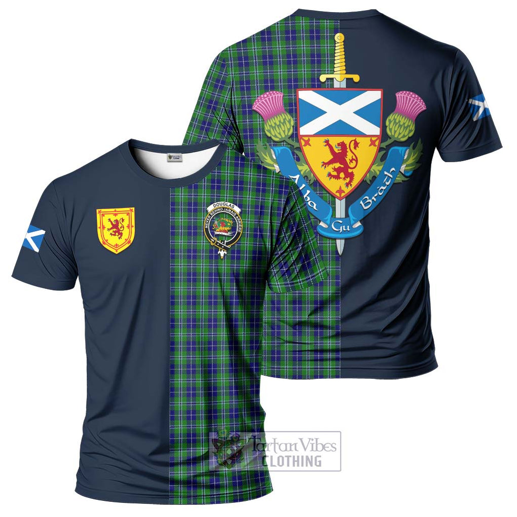 Tartan Vibes Clothing Douglas Tartan T-Shirt Alba with Scottish Lion Royal Arm Half Style