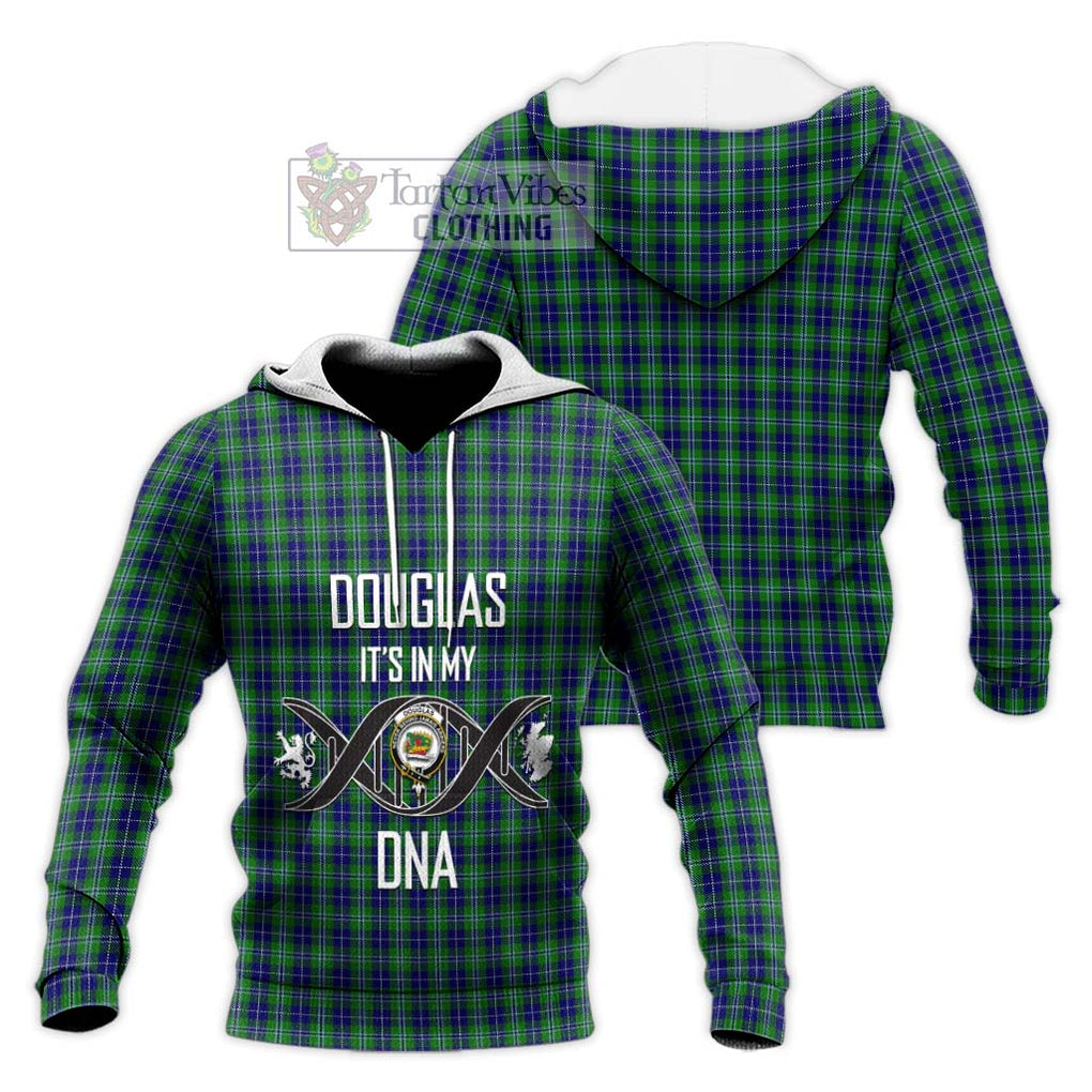 Douglas Tartan Knitted Hoodie with Family Crest DNA In Me Style Unisex Knitted Pullover Hoodie - Tartanvibesclothing Shop