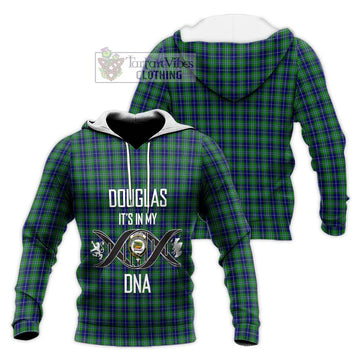 Douglas Tartan Knitted Hoodie with Family Crest DNA In Me Style