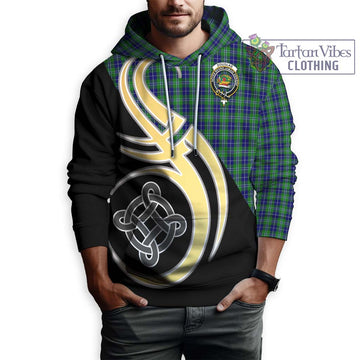 Douglas Tartan Hoodie with Family Crest and Celtic Symbol Style