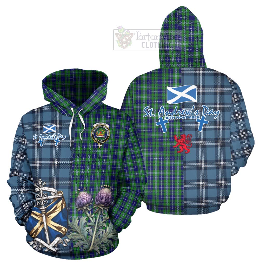 Tartan Vibes Clothing Douglas Tartan Hoodie Happy St. Andrew's Day Half Tartan Style