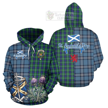 Douglas Tartan Hoodie Happy St. Andrew's Day Half Tartan Style