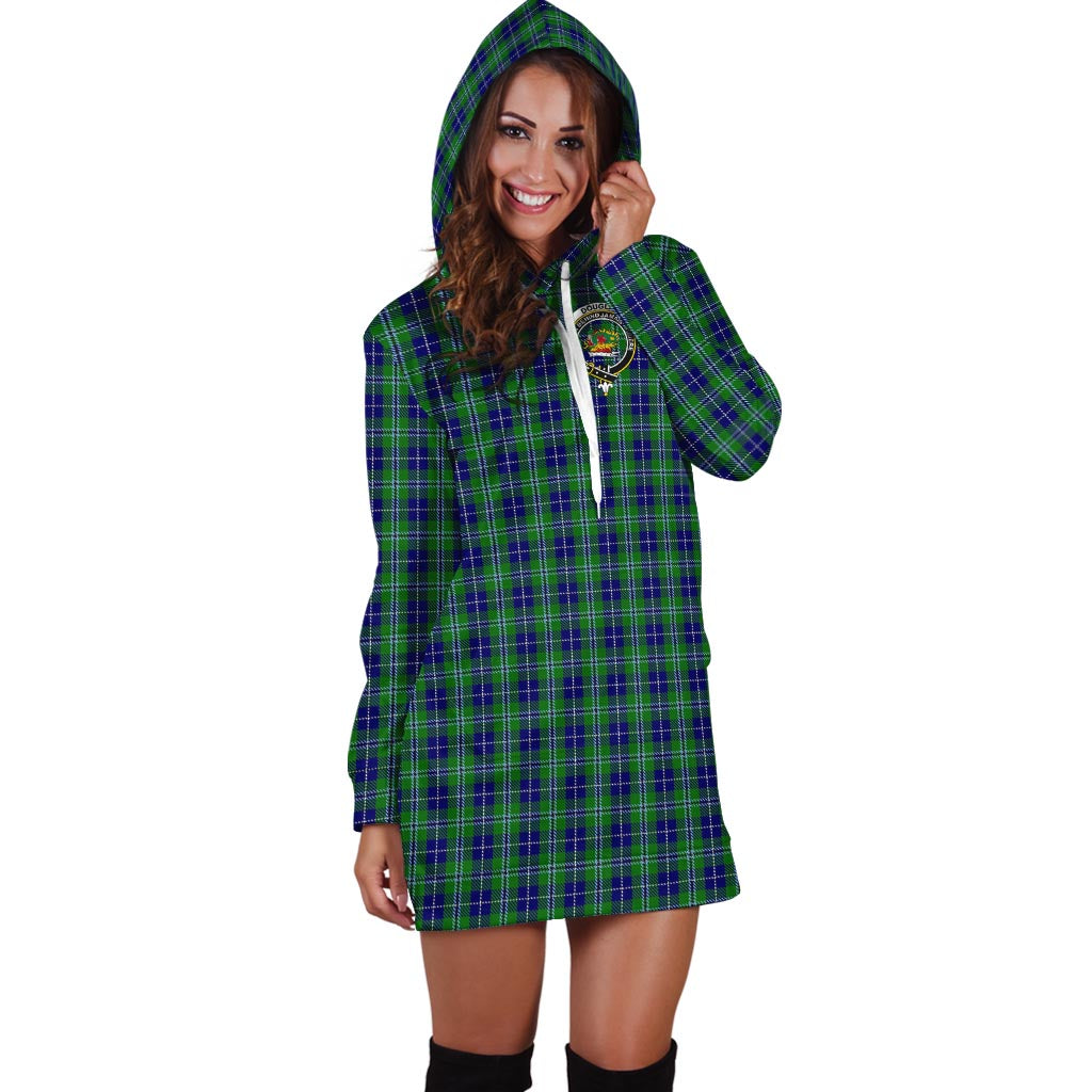 Douglas Tartan Hoodie Dress with Family Crest - Tartan Vibes Clothing