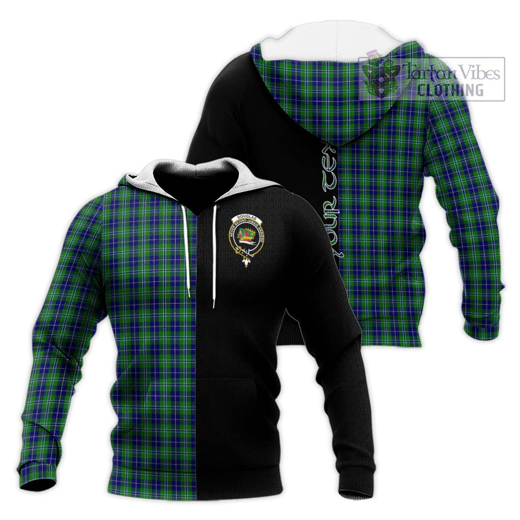 Douglas Tartan Knitted Hoodie with Family Crest and Half Of Me Style Unisex Knitted Pullover Hoodie - Tartanvibesclothing Shop