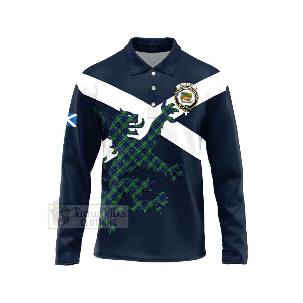 Tartan Vibes Clothing Douglas Tartan Lion Rampant Long Sleeve Polo Shirt – Proudly Display Your Heritage with Alba Gu Brath and Clan Name