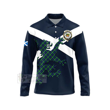 Douglas Tartan Lion Rampant Long Sleeve Polo Shirt  Proudly Display Your Heritage with Alba Gu Brath and Clan Name