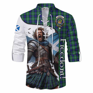 Douglas Crest Tartan Ghillie Kilt Shirt Inspired by the Freedom of Scottish Warrior