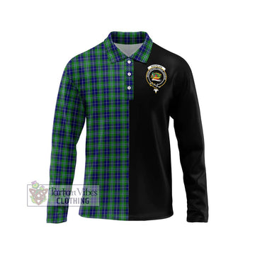 Douglas Tartan Long Sleeve Polo Shirt with Family Crest and Half Of Me Style