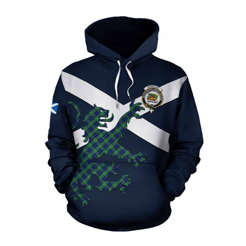 Tartan Vibes Clothing Douglas Tartan Lion Rampant Cotton Hoodie Proudly Display Your Heritage with Alba Gu Brath and Clan Name